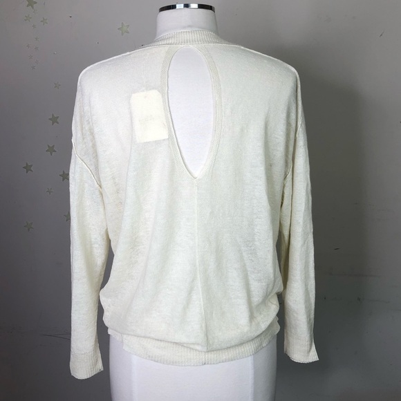 INHABIT cream linen crew neck light weight sweater - Picture 10 of 15